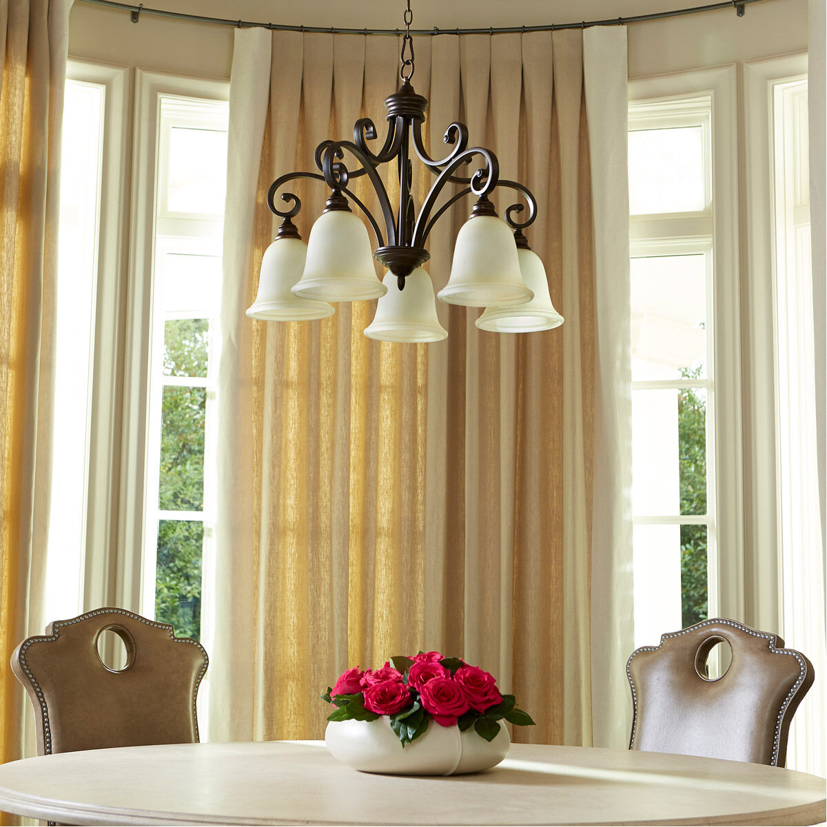 Bryant 5 Light 30 inch Oiled Bronze Dinette Chandelier Ceiling Light in Amber Scavo