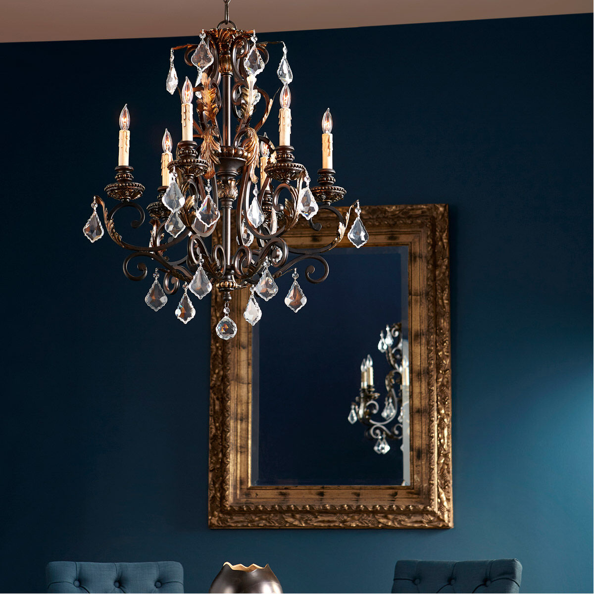 Rio Salado 6 Light 24 inch Toasted Sienna With Mystic Silver Chandelier Ceiling Light