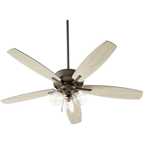 Breeze 52 inch Oiled Bronze with Oiled Bronze and Weathered Oak Blades Ceiling Fan, Quorum Home
