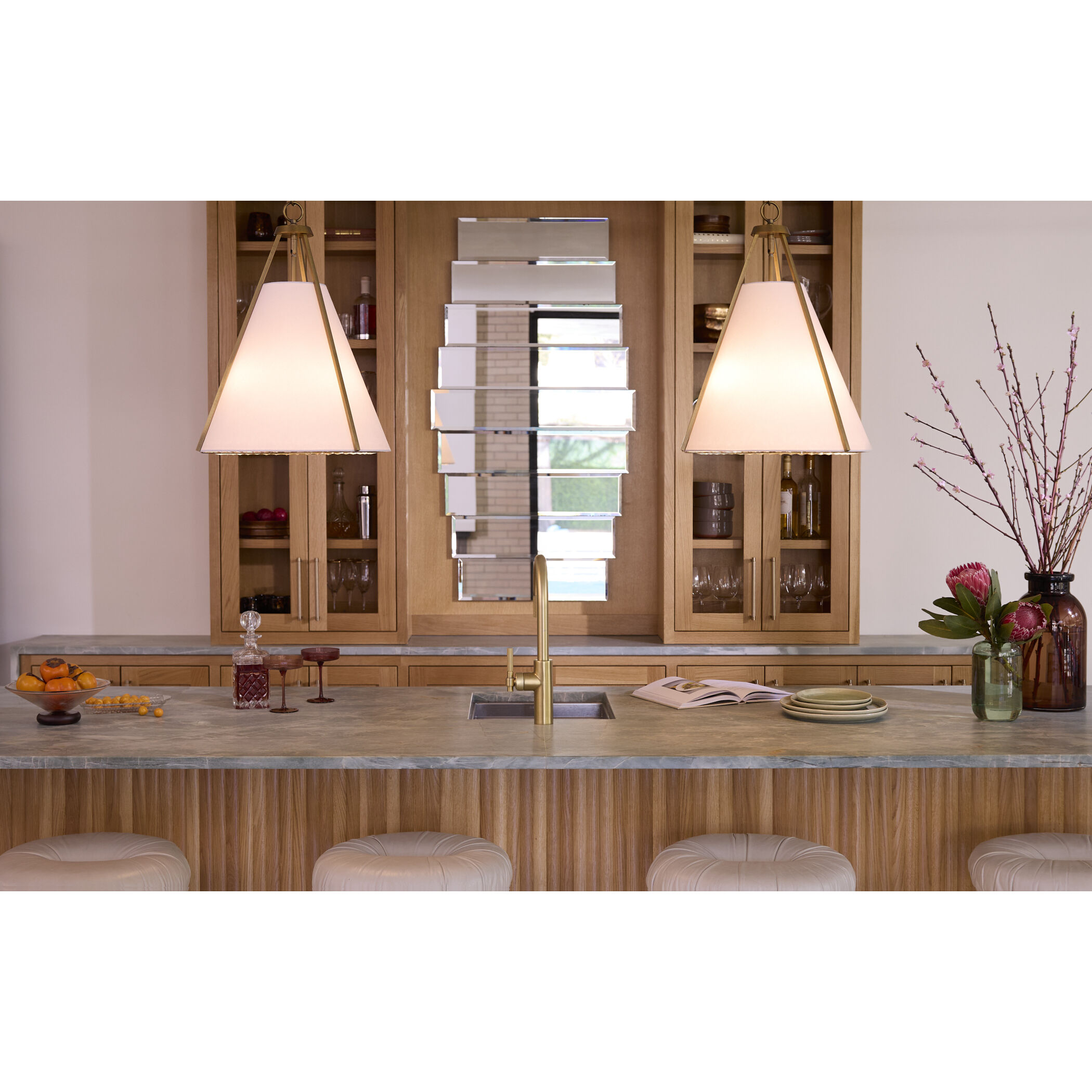 Gorham 3 Light 18 inch Brushed Brass Pendant Ceiling Light