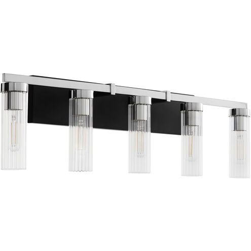 Kilbey 5 Light 35 inch Matte Black and Chrome Vanity Light Wall Light