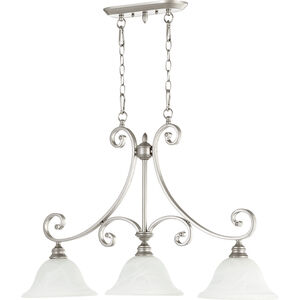 Bryant 3 Light 36 inch Classic Nickel Island Light Ceiling Light in Faux Alabaster