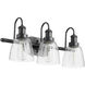 Fort Worth 3 Light 22.5 inch Matte Black Vanity Light Wall Light