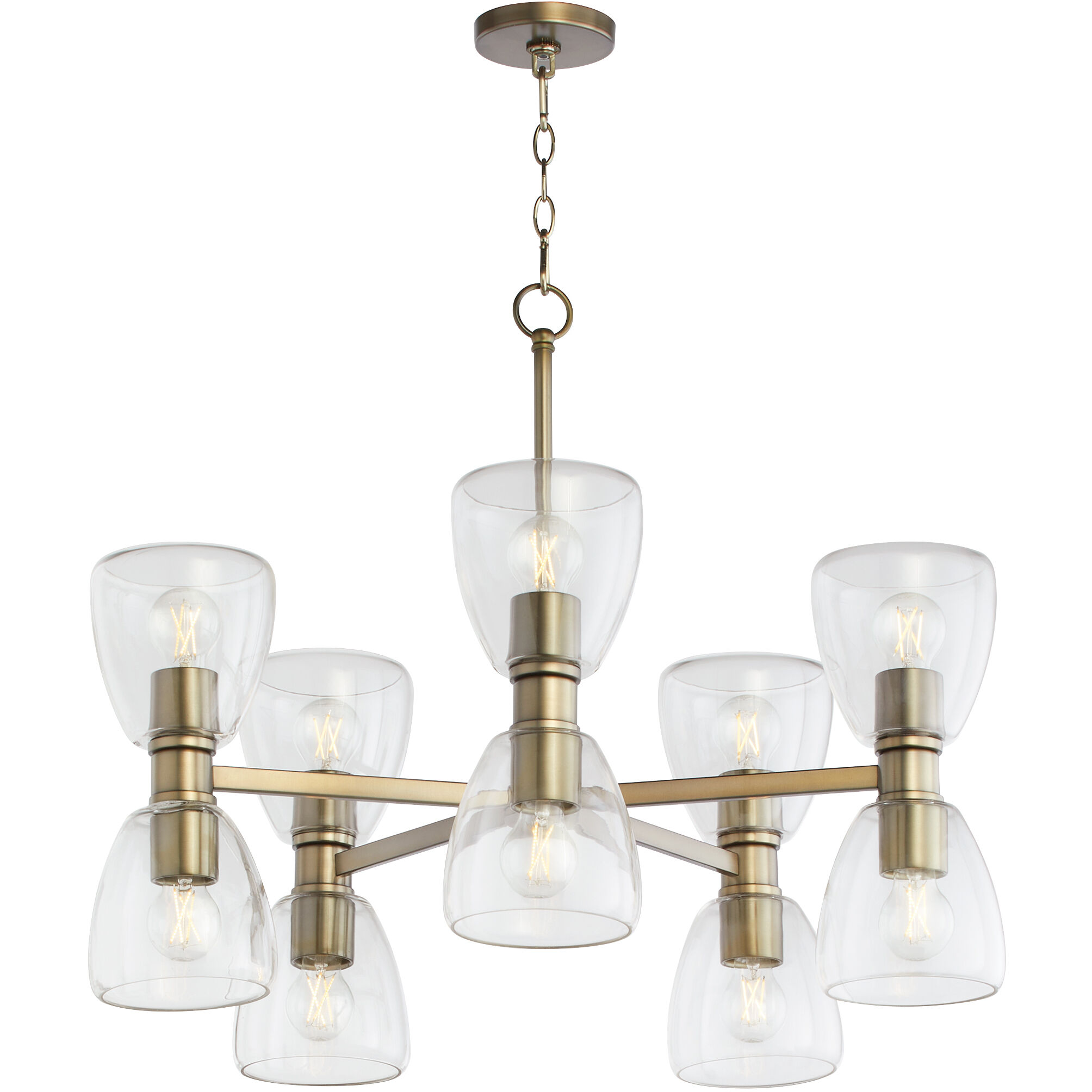 Relo 10 Light 30 inch Dark Brass Chandelier Ceiling Light