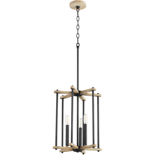 Silva 3 Light 13 inch Noir with Weathered Oak Entry Ceiling Light