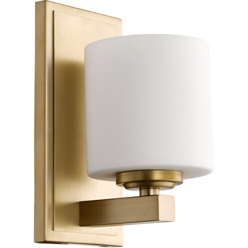 Fort Worth 1 Light 5 inch Aged Brass Wall Sconce Wall Light in Satin Opal