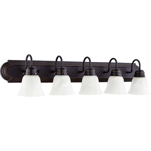 Fort Worth 5 Light 36 inch Old World Vanity Light Wall Light in Faux Alabaster
