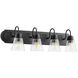 Fort Worth 4 Light 30 inch Noir Vanity Light Wall Light in Clear Seeded, Quorum Home