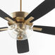Ovation 52 inch Aged Brass with Matte Black/Walnut Blades Ceiling Fan in 2 Light Clear Seeded Glass Bowl