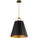 Jamie 3 Light 18 inch Matte Black and Aged Brass Pendant Ceiling Light