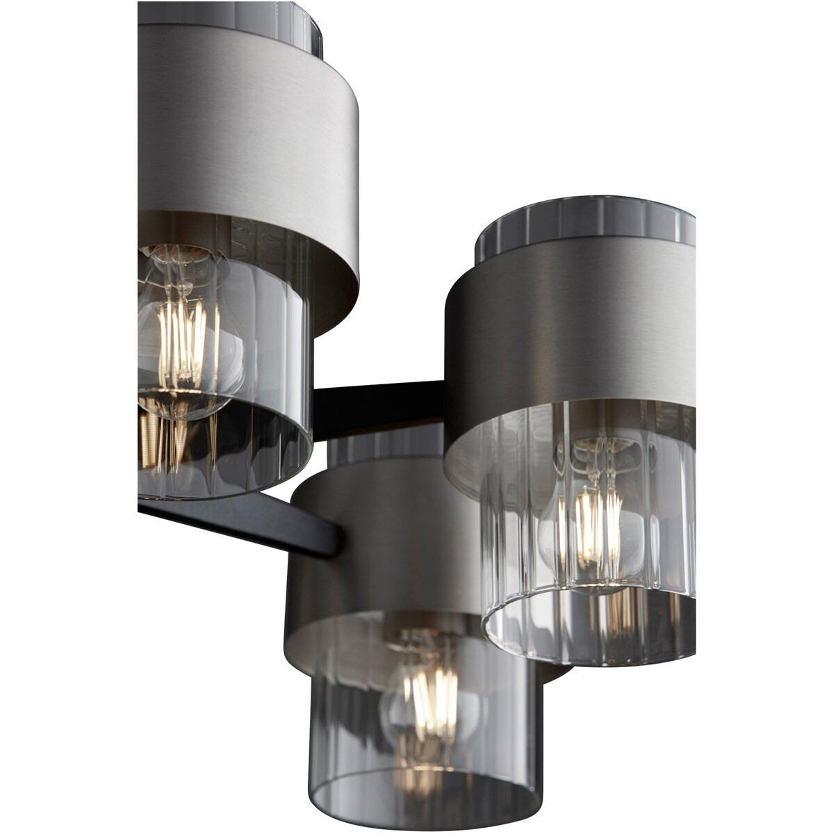 Epsilon 6 Light 25 inch Noir and Satin Nickel Chandelier Ceiling Light