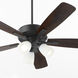 Ovation 52 inch Matte Black with Matte Black/Walnut Blades Ceiling Fan in 3 Light Satin Opal Glass Shades