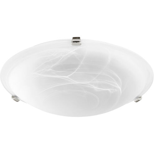 Fort Worth 3 Light 16 inch Polished Nickel Flush Mount Ceiling Light in Faux Alabaster