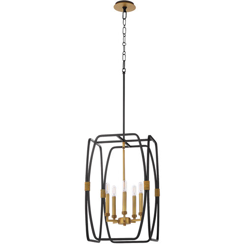 Bishop 5 Light 14.5 inch Matte Black and Brushed Brass Pendant Ceiling Light