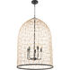 Rattan 5 Light 22 inch Matte Black Pendant Ceiling Light