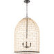 Rattan 3 Light 19 inch Matte Black Pendant Ceiling Light