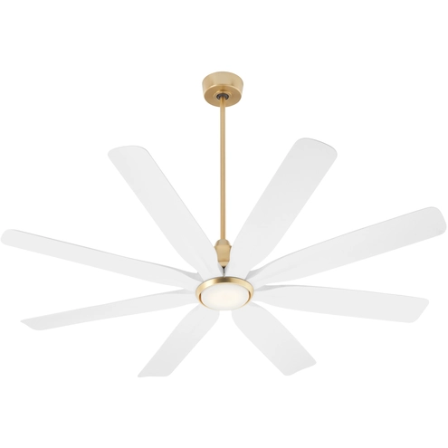 Quorum 33608-80 Rosales 60 inch Aged Brass with Studio White Quorum 33608-80 Rosales 60 inch Aged Brass with Studio White
