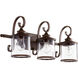 San Miguel 3 Light 27 inch Vintage Copper Vanity Light Wall Light, Clear Seeded