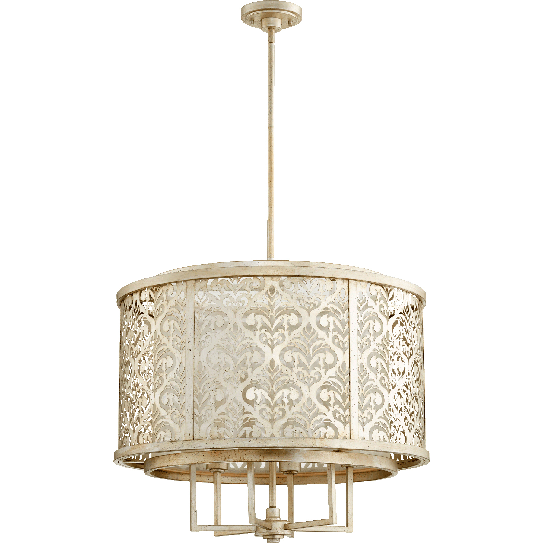 Bastille 6 Light 27.5 inch Aged Silver Leaf Pendant Ceiling Light