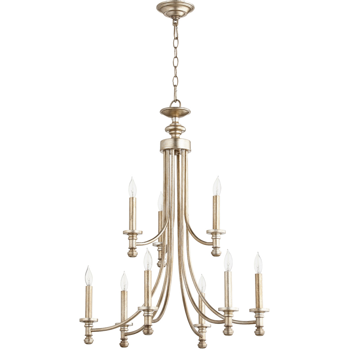 Rossington 9 Light 26.5 inch Aged Silver Leaf Chandelier Ceiling Light