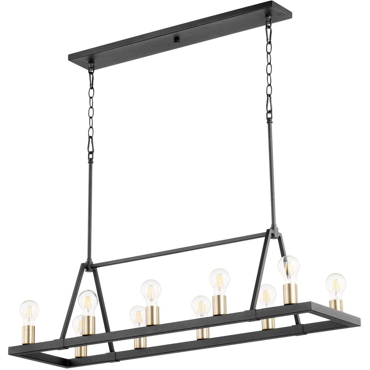 Paxton 10 Light 12.25 inch Noir and Aged Brass Chandelier Ceiling Light