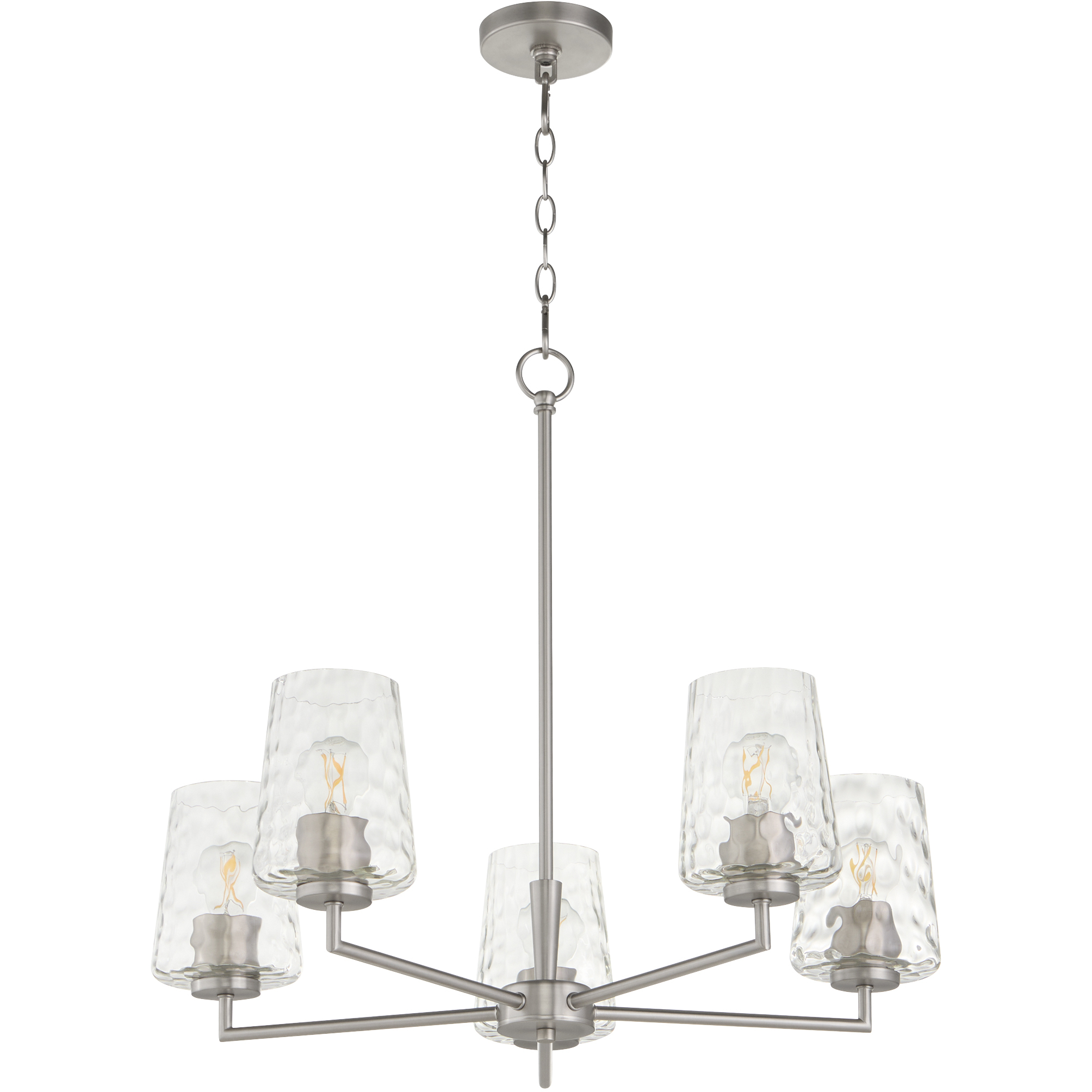 Goodwin 5 Light 27 inch Satin Nickel Chandelier Ceiling Light in Clear Hammered