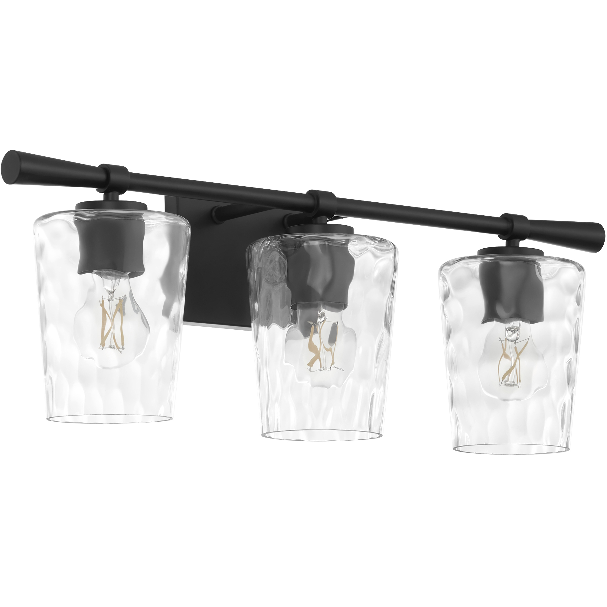 Goodwin 3 Light 25.19 inch Matte Black Vanity Light Wall Light in Clear Hammered