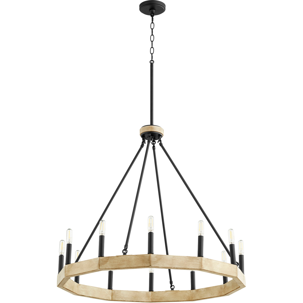 Alpine 12 Light 30.25 inch Noir with Driftwood Chandelier Ceiling Light