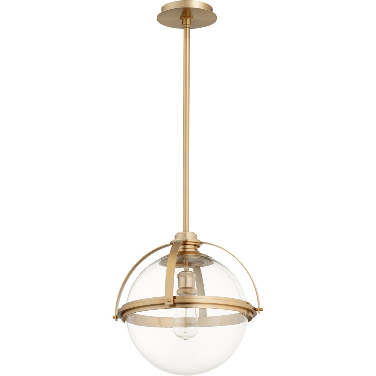 Meridian 1 Light 14.75 inch Aged Brass Pendant Ceiling Light