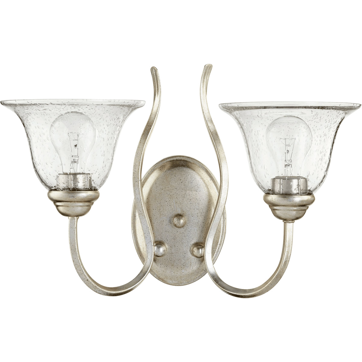 Spencer 2 Light 17.25 inch Aged Silver Leaf Wall Mount Wall Light, Clear Seeded