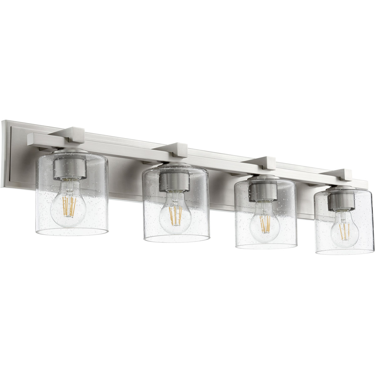 Fort Worth 4 Light 33 inch Satin Nickel Vanity Light Wall Light in Clear Seeded