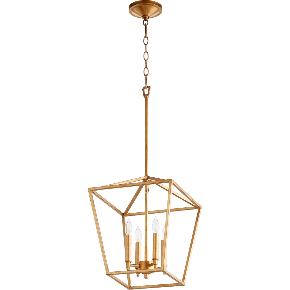 Gabriel 4 Light 13 inch Gold Leaf Mini Chandelier Ceiling Light, Quorum Home