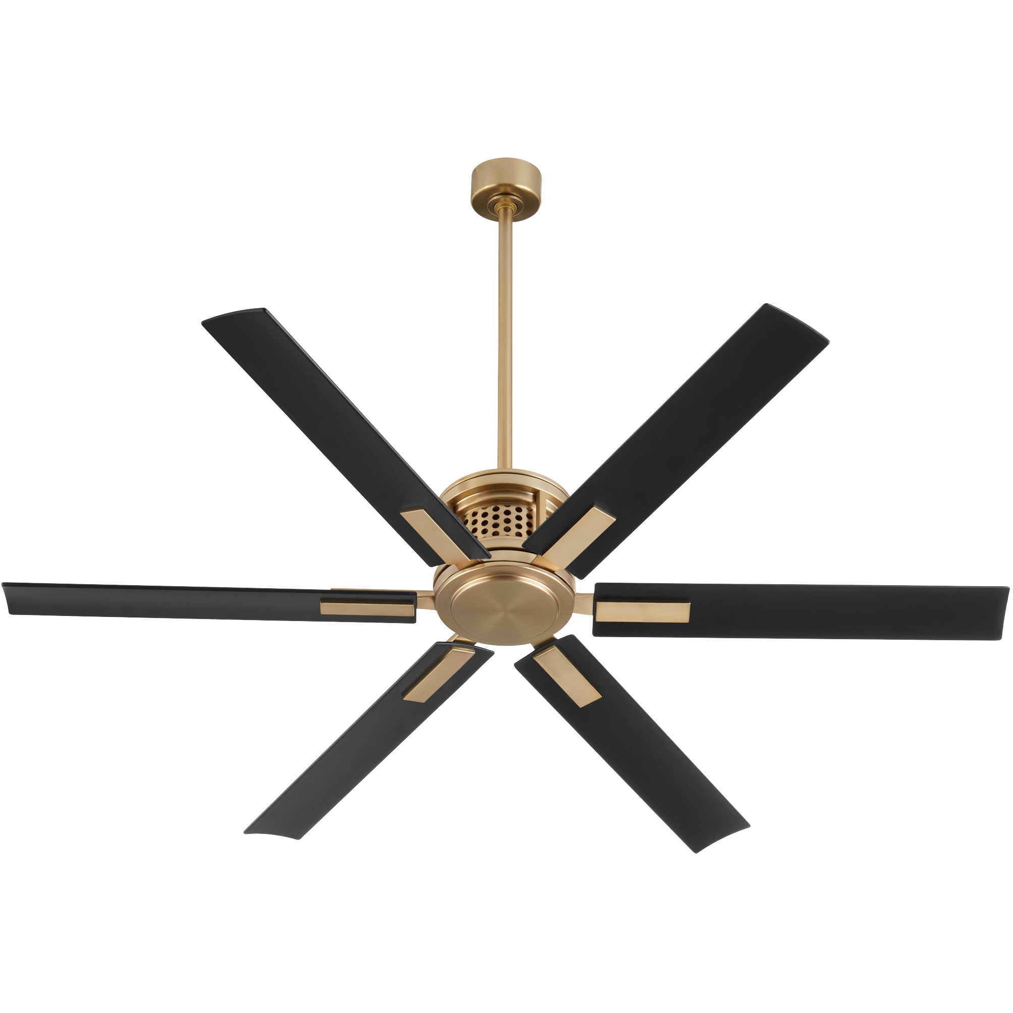 Quorum 10656-80 Zeus 65 inch Aged Brass with Matte Black Blades