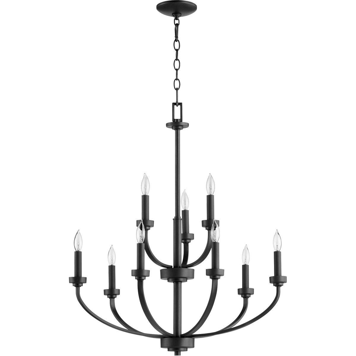 Quorum 6160-9-69 Reyes 9 Light 31 inch Noir Chandelier Ceiling Light