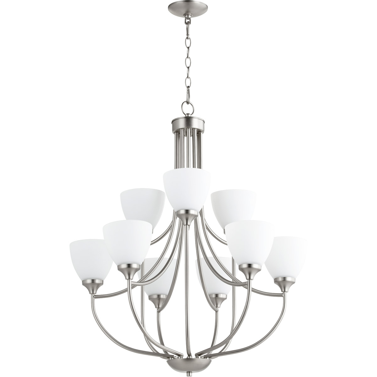 Enclave 9 Light 27 inch Satin Nickel Chandelier Ceiling Light in Satin Opal