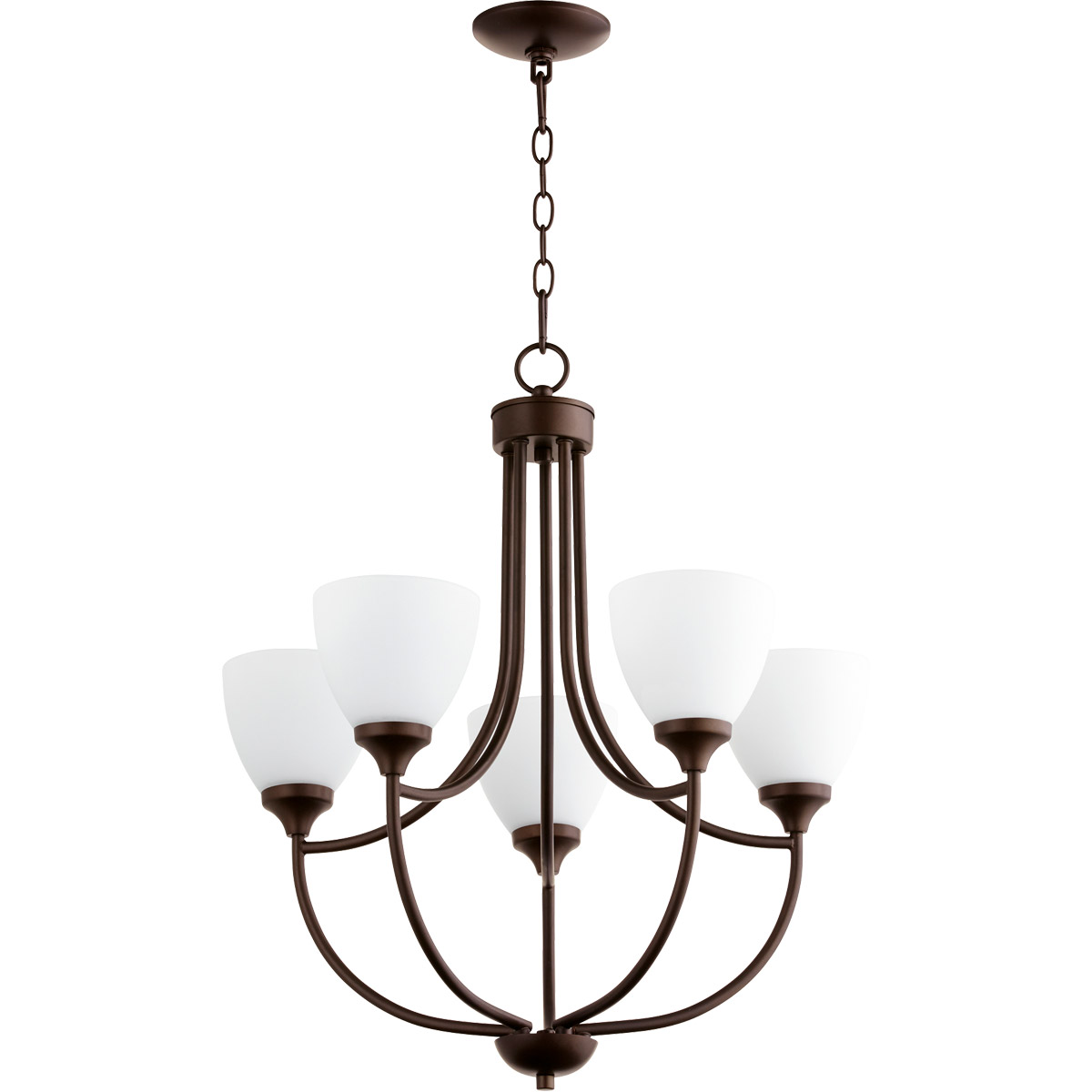 Quorum 6059586 Enclave 5 Light 24 inch Oiled Bronze Chandelier