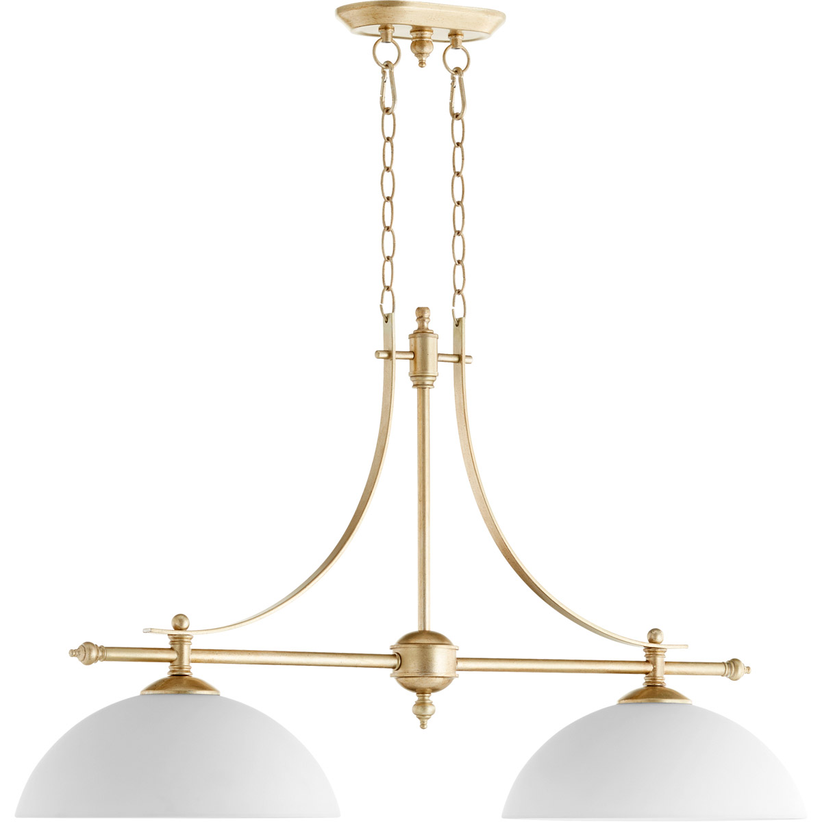 Aspen 2 Light 36.25 inch Aged Silver Leaf Island Light Ceiling Light