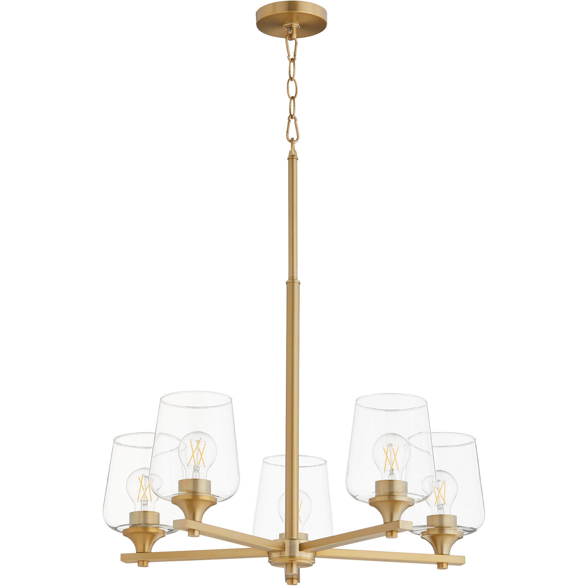 Quorum 658-5-80 Veno 5 Light 26 inch Aged Brass Chandelier