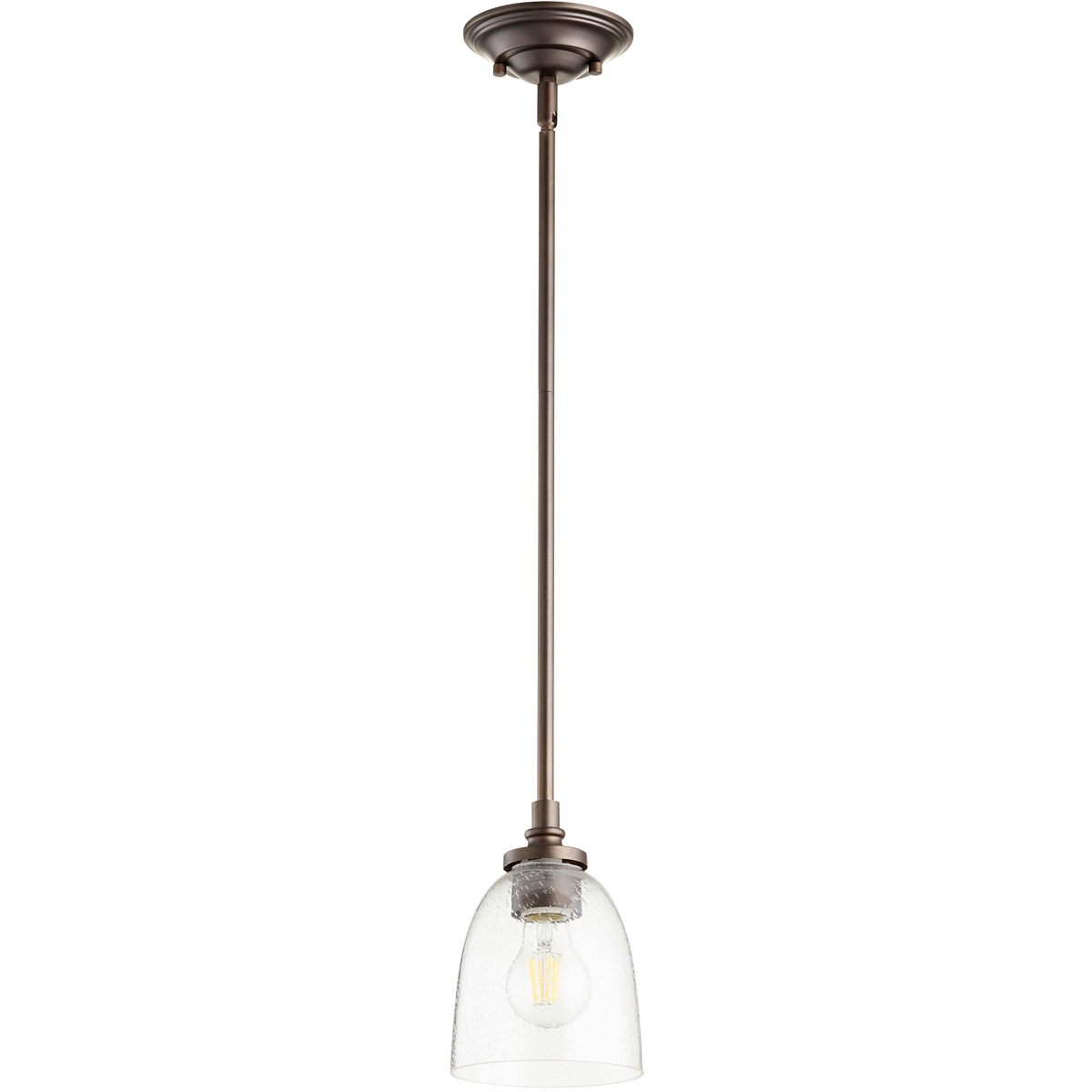 Rossington 1 Light 5.25 inch Oiled Bronze Mini Pendant Ceiling Light in Clear Seeded