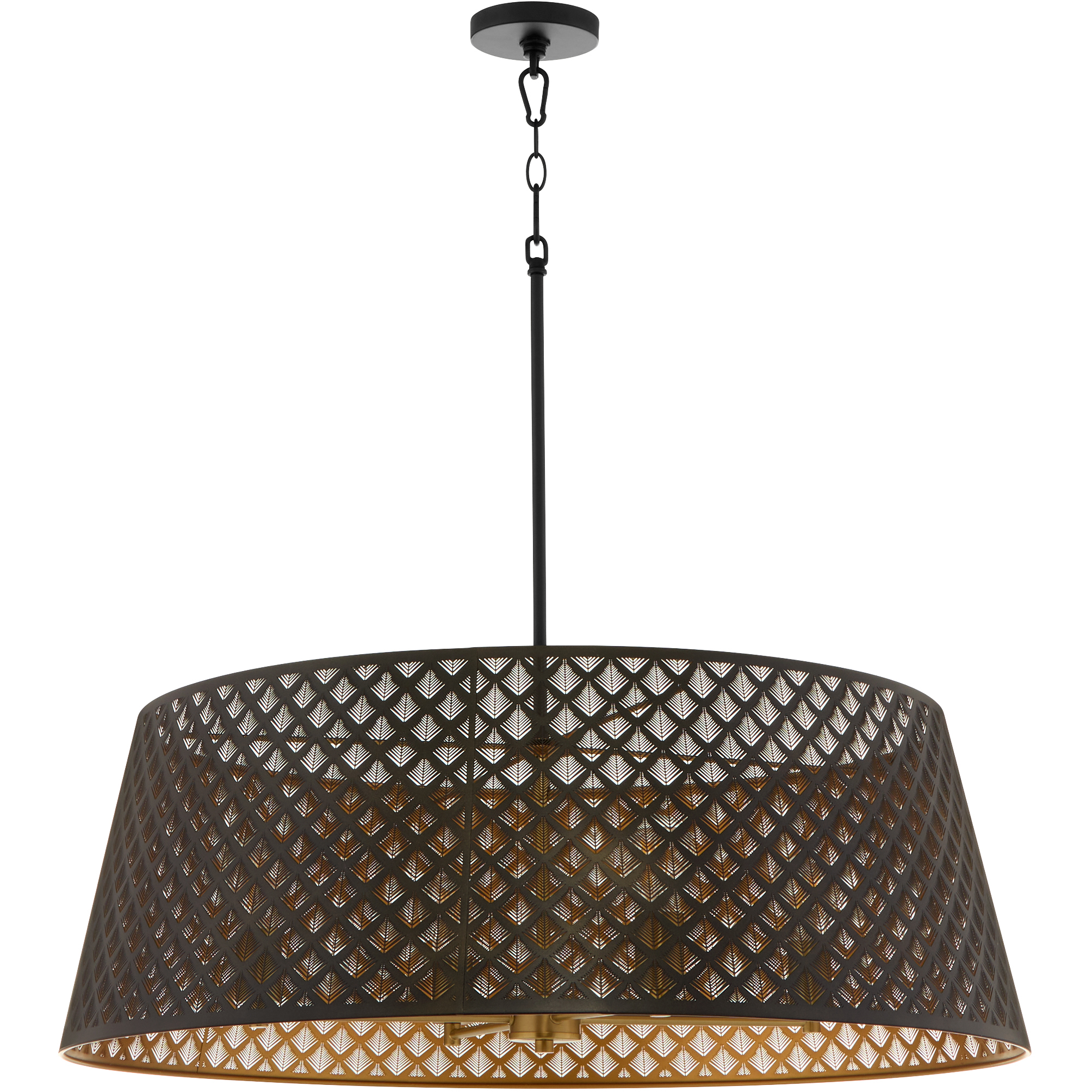 Benedict 4 Light 32 inch Matte Black and Aged Brass Pendant Ceiling Light