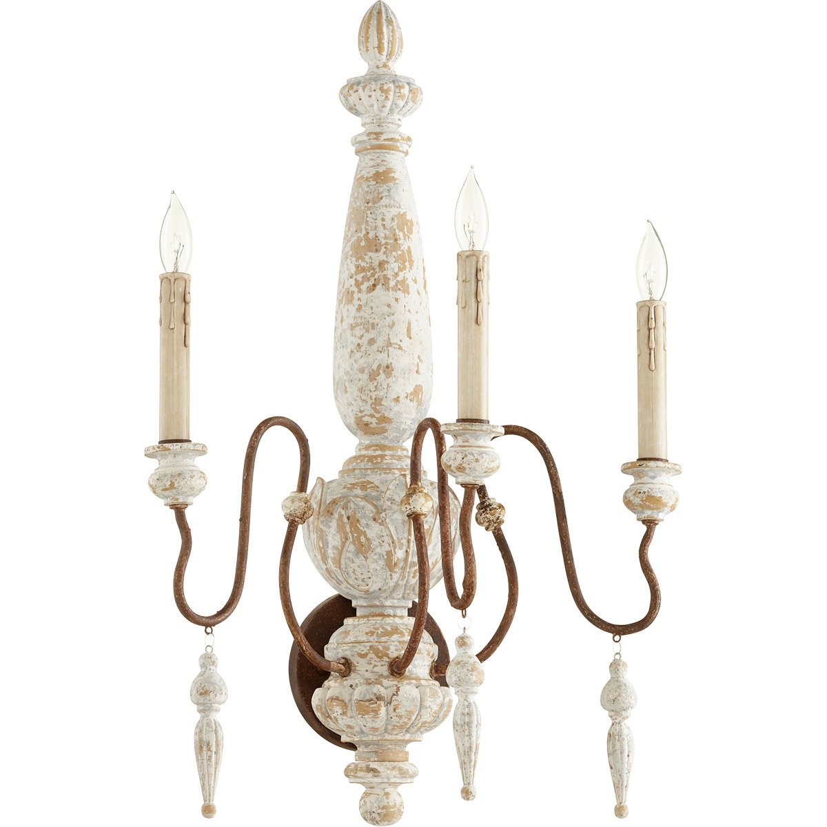 La Maison 3 Light 20 inch Manchester Grey with Rust Accents Wall Sconce Wall Light