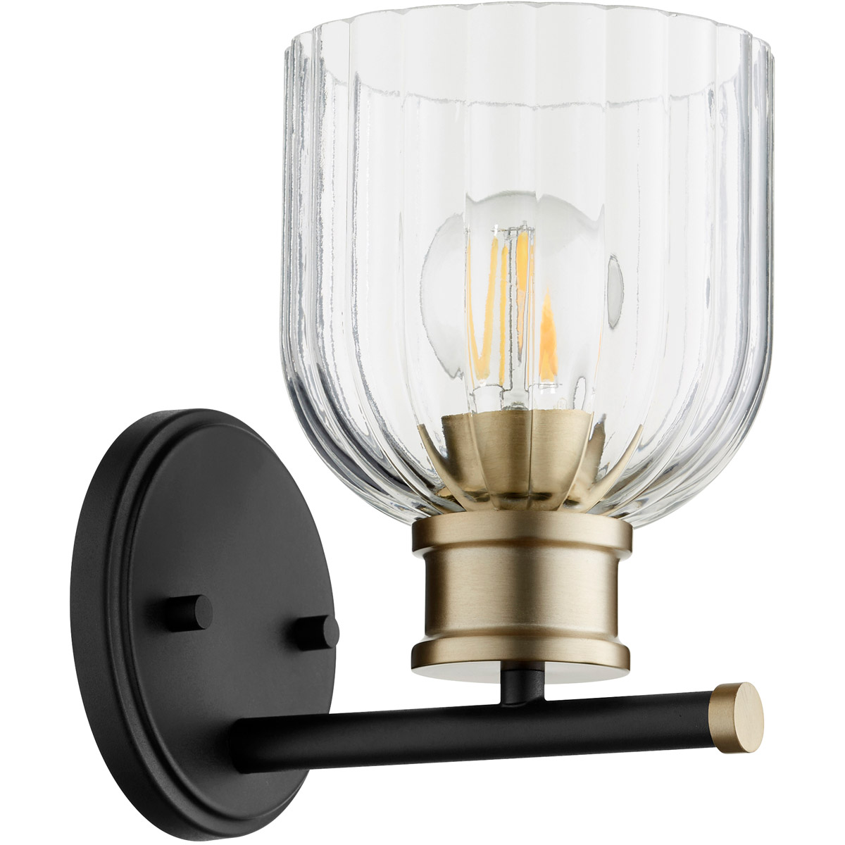 Monarch 1 Light 5.5 inch Noir and Aged Brass Wall Mount Wall Light