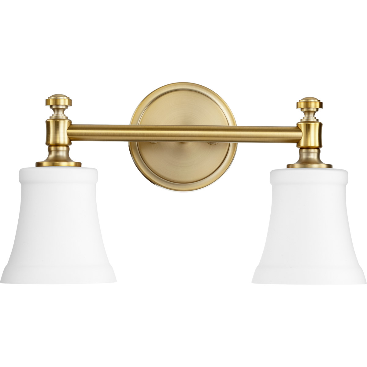 Quorum 5122 2 80 Rossington 2 Light 16 inch Aged Brass Vanity Light Wall Light in Satin Opal Satin Opal