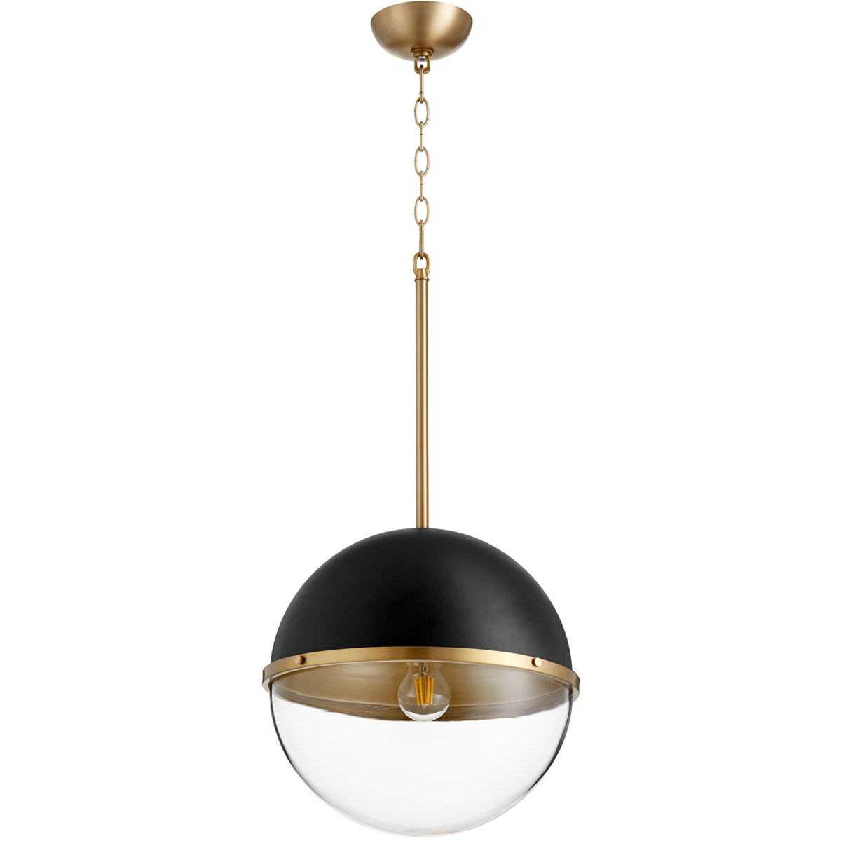Fort Worth 1 Light 14.75 inch Noir and Aged Brass Pendant Ceiling Light
