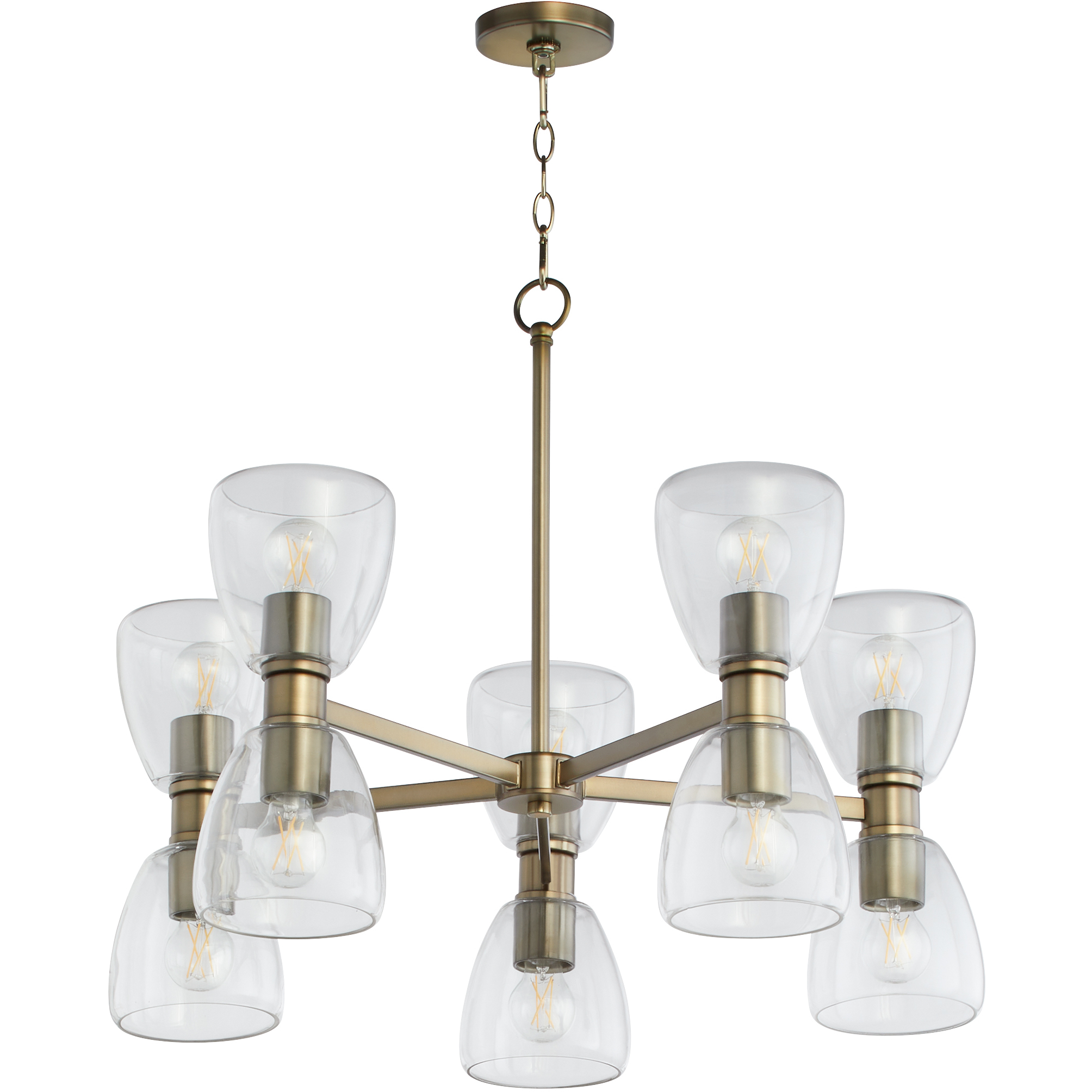 Relo 10 Light 30 inch Dark Brass Chandelier Ceiling Light