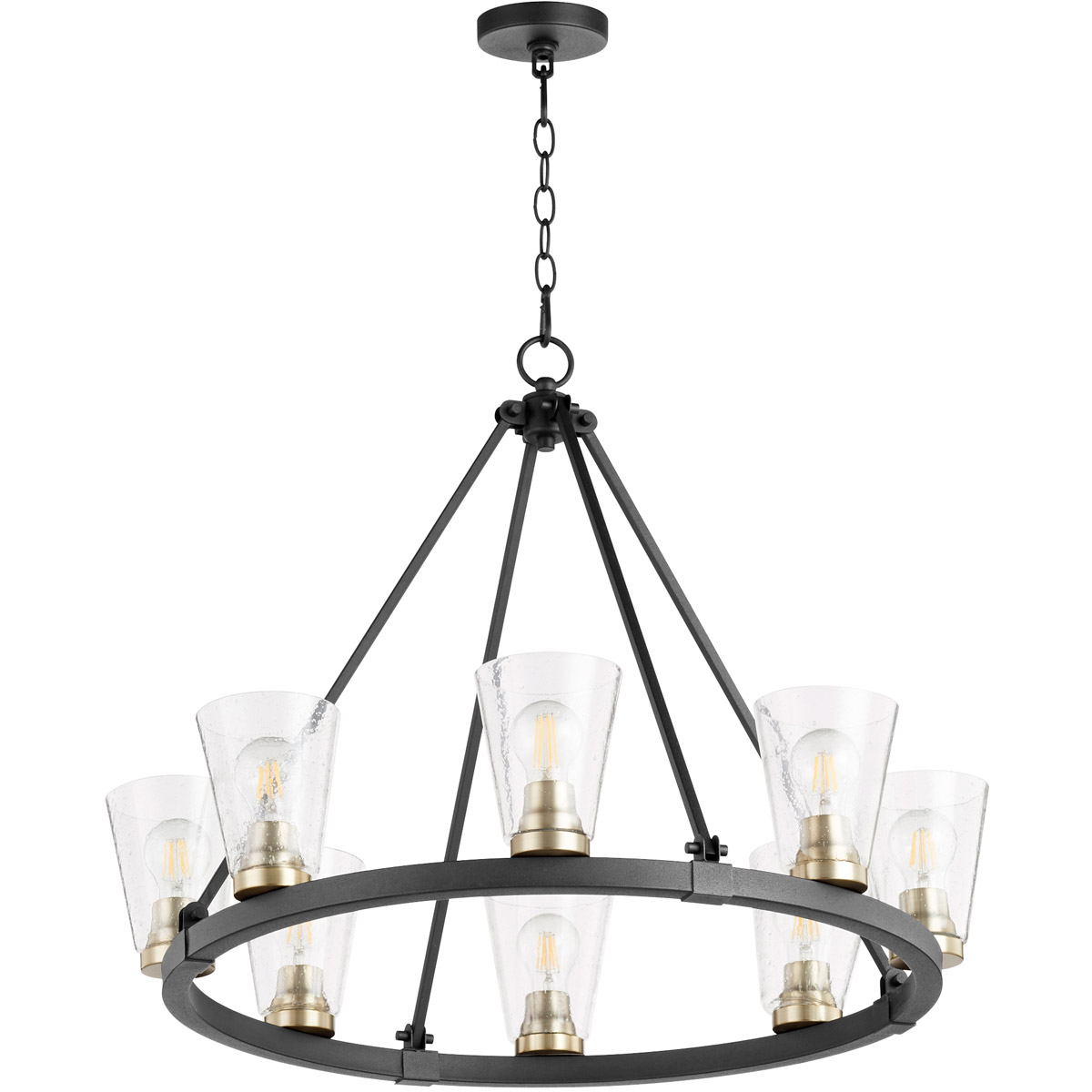 Paxton 8 Light 30.5 inch Noir and Aged Brass Chandelier Ceiling Light