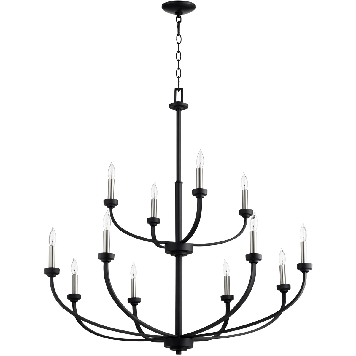 Reyes 12 Light 39 inch Noir Chandelier Ceiling Light, Quorum Home