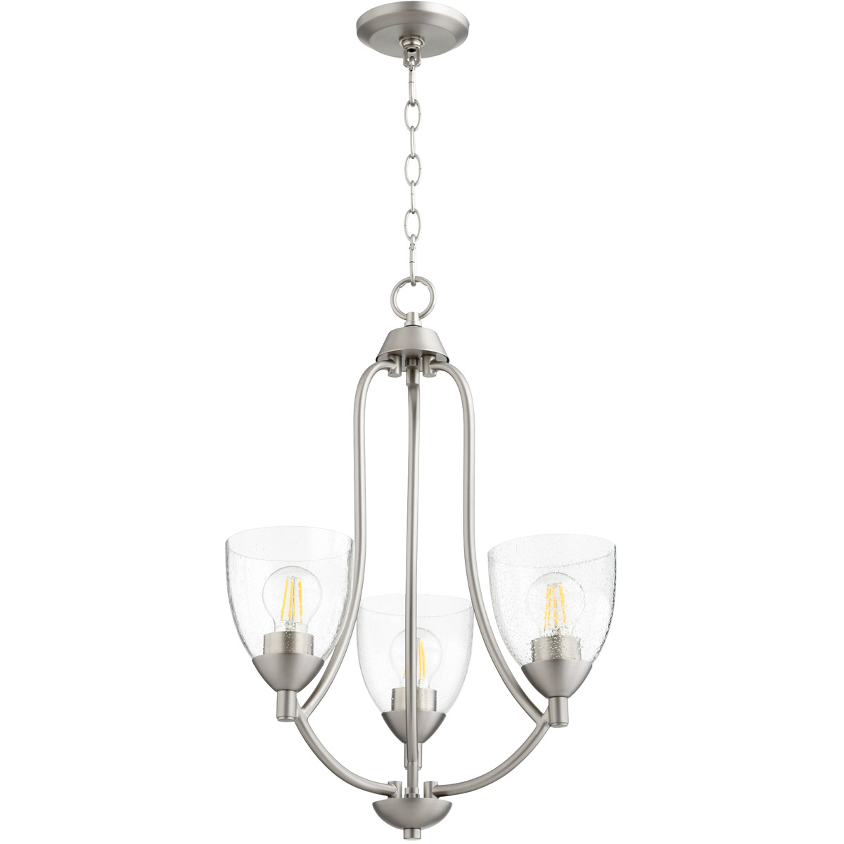 Barkley 3 Light 18 inch Satin Nickel Mini Chandelier Ceiling Light in Clear Seeded