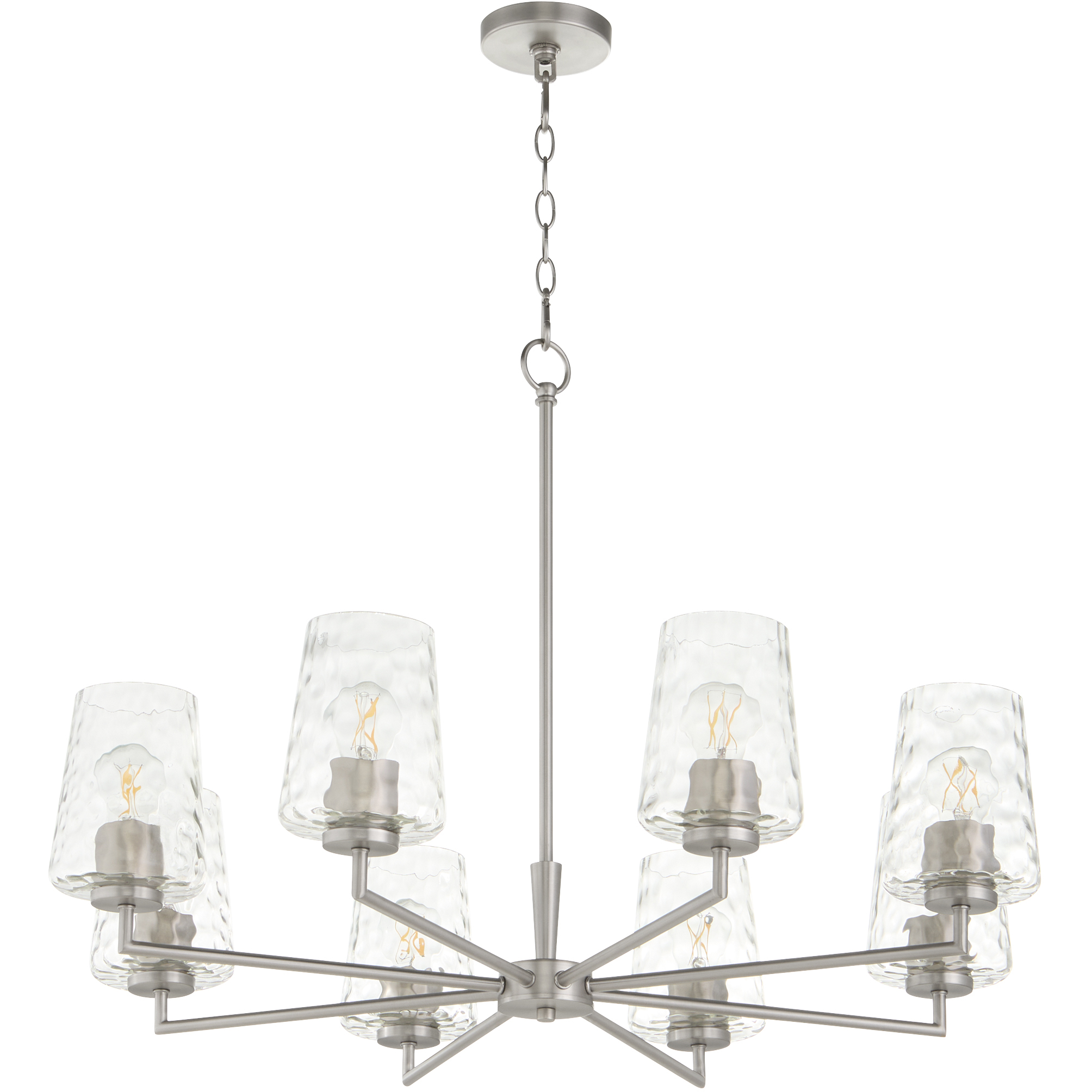 Goodwin 8 Light 32 inch Satin Nickel Chandelier Ceiling Light in Clear Hammered