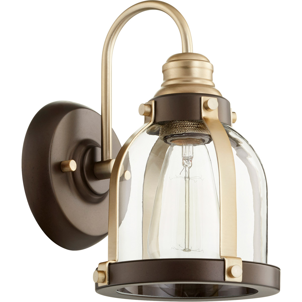 Banded Dome 1 Light 6.5 inch Aged Brass and Oiled Bronze Wall Sconce Wall Light
